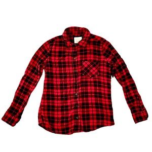 Forever 21 Cozy Red/Black Flannel Shirt Women's Size Small